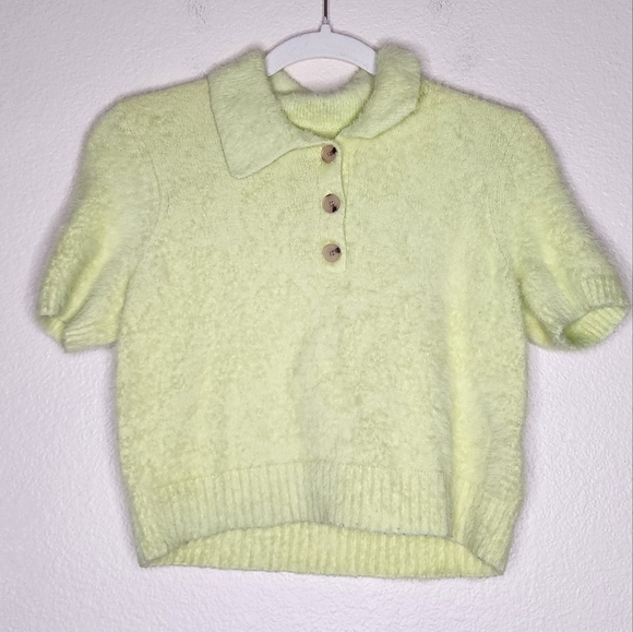 Anthropologie Maeve Eyelash Cropped Polo Sweater XS - Picture 3 of 7